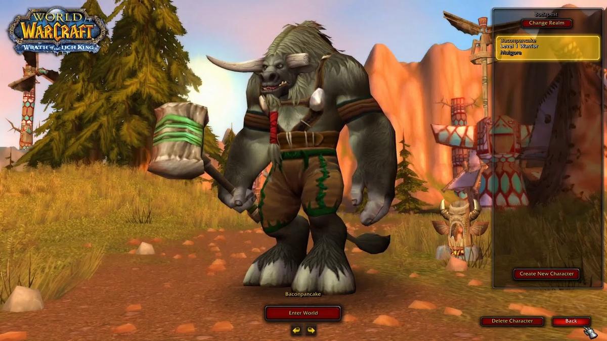 WoW character selection screen