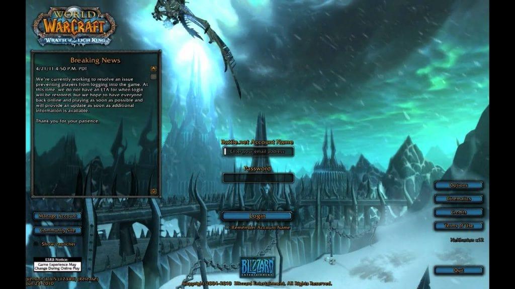 WoW Wotlk Login Screen
