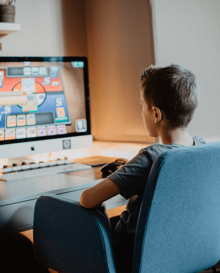 Kid playing computer game