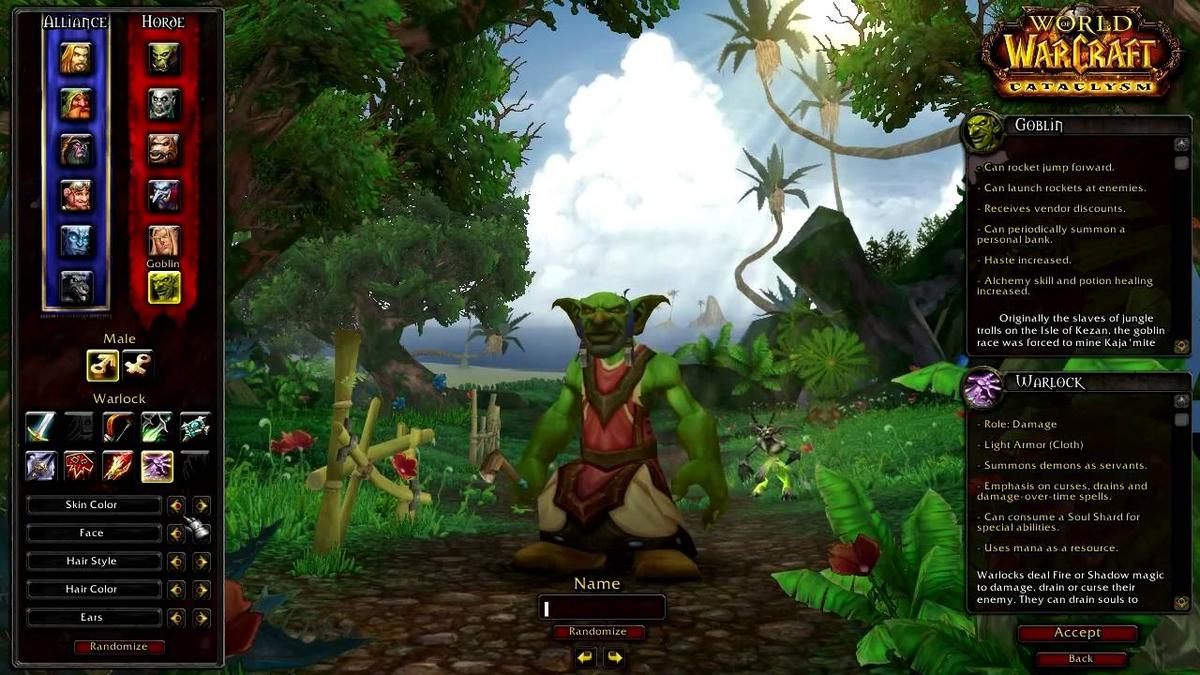 WoW 4.3.4 Character creation screen